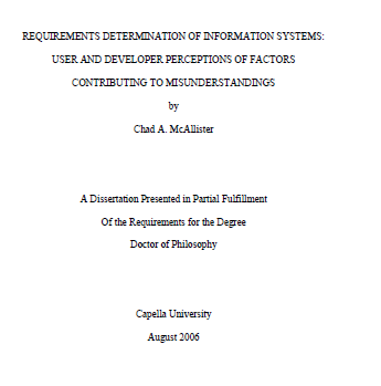 REQUIREMENTS DETERMINATION OF INFORMATION SYSTEMS