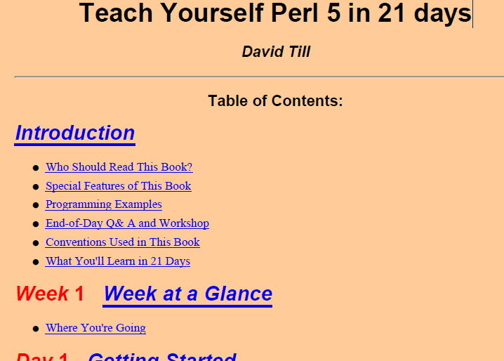 Teach Yourself Perl in days