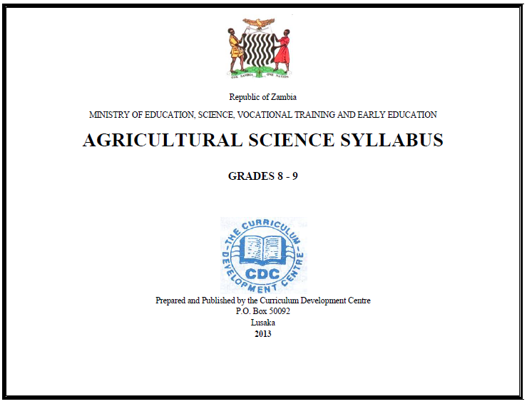 AGRICULTURAL SCIENCE SYLLABUS GRADES 8 – 9
