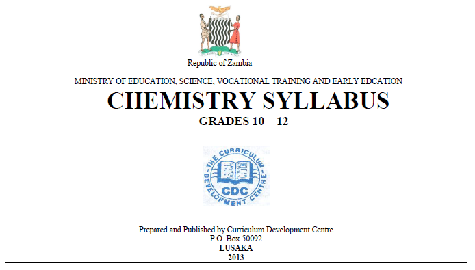 CHEMISTRY SYLLABUS GRADES 10 – 12